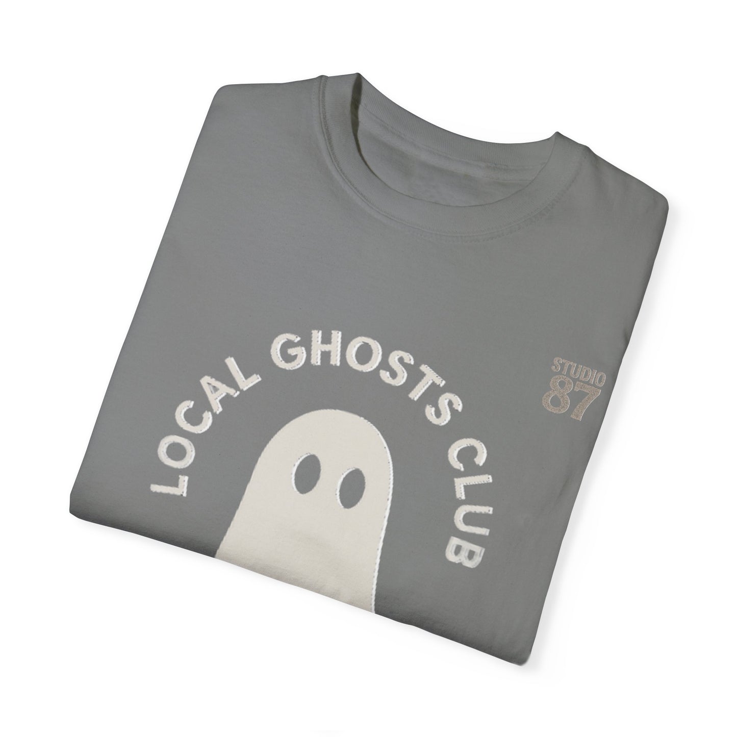 Local Ghosts Club Unisex Garment-Dyed T-shirt - Spooky Vibe for Halloween & Everyday Wear