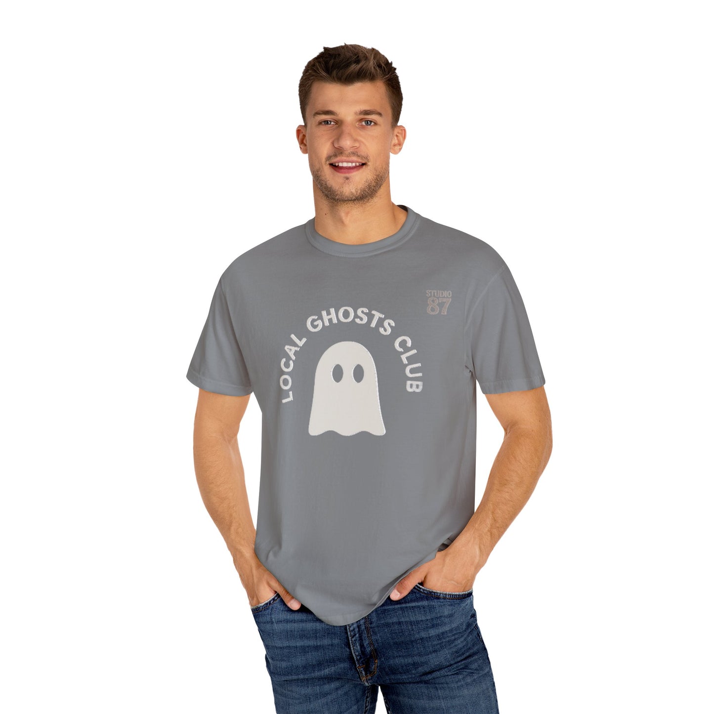 Local Ghosts Club Unisex Garment-Dyed T-shirt - Spooky Vibe for Halloween & Everyday Wear