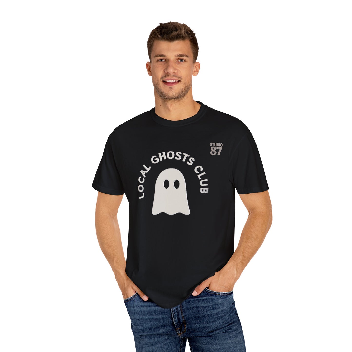 Local Ghosts Club Unisex Garment-Dyed T-shirt - Spooky Vibe for Halloween & Everyday Wear