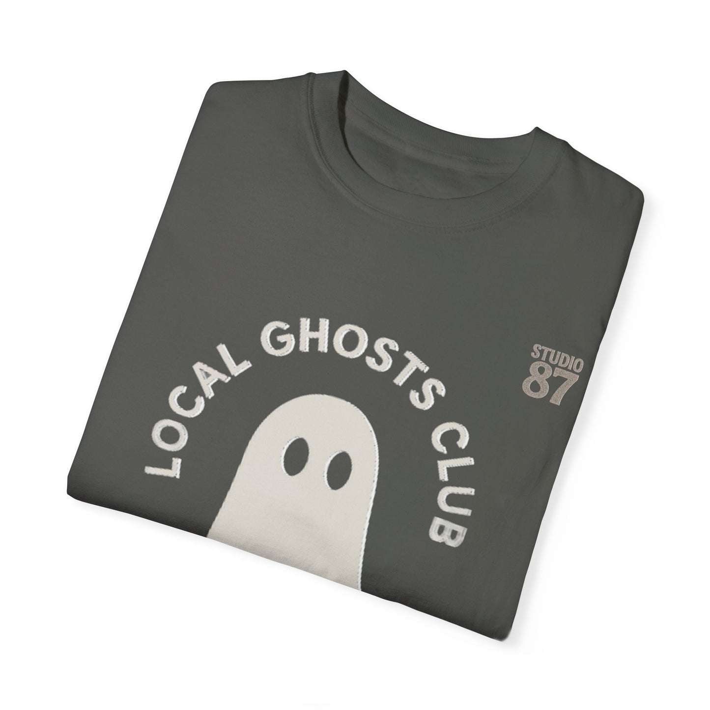 Local Ghosts Club Unisex Garment-Dyed T-shirt - Spooky Vibe for Halloween & Everyday Wear