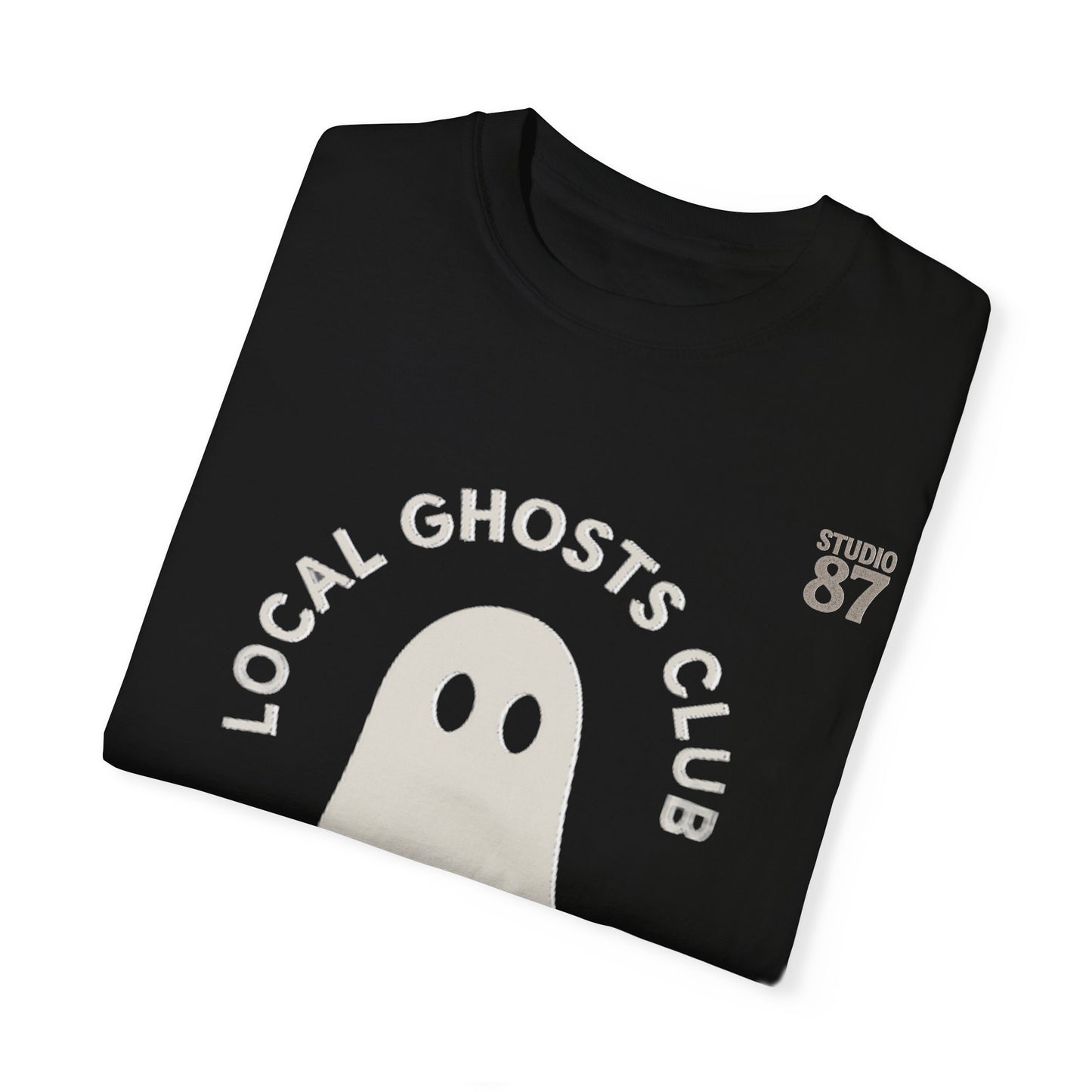 Local Ghosts Club Unisex Garment-Dyed T-shirt - Spooky Vibe for Halloween & Everyday Wear