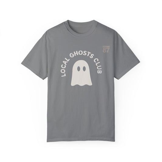 Local Ghosts Club Unisex Garment-Dyed T-shirt - Spooky Vibe for Halloween & Everyday Wear