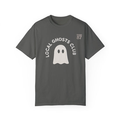 Local Ghosts Club Unisex Garment-Dyed T-shirt - Spooky Vibe for Halloween & Everyday Wear