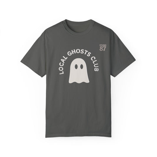 Local Ghosts Club Unisex Garment-Dyed T-shirt - Spooky Vibe for Halloween & Everyday Wear