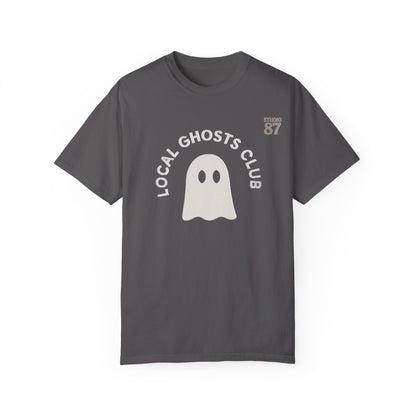 Local Ghosts Club Unisex Garment-Dyed T-shirt - Spooky Vibe for Halloween & Everyday Wear
